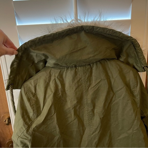 Sam Edelman Green Utility Jacket with Fur-Trimmed Hood - Picture 8 of 11